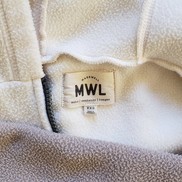 Madewell fleece hoodie with zipper, US XXS, beige, fawn, cream - Picture 2 of 2